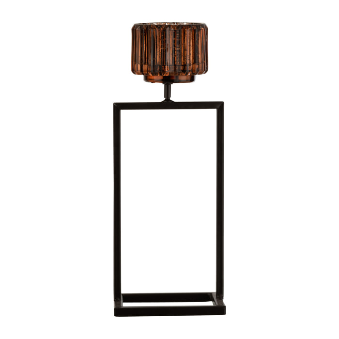 J-Line chandelier Rectangulaire - verre - marron - small