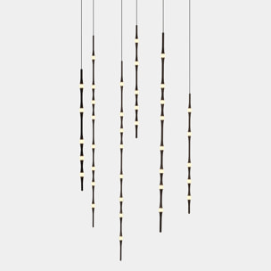 LEDS C4 Colgante Dew Vertical 992mm LED 13 Blanco cálido - 2700K DALI Negro 782lm