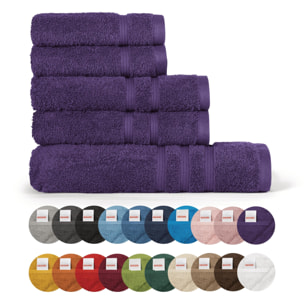 BASSETTI Morbido Asciugamano Asciugamani 480 gr 100% Cotone Set da 5 pz Collezione MONIQUE - VIOLETTO LA