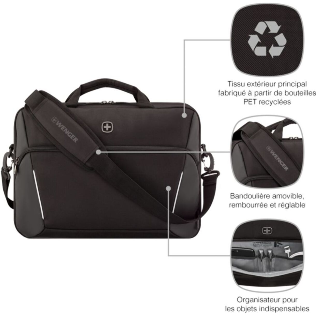 Sacoche WENGER 16'' XE compact brief Noire