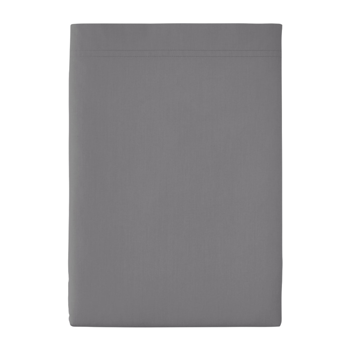 Drap plat uni en percale de coton, PREMIÈRE, Gris Basalte