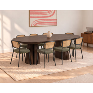 Freya - table à manger ronde extensible - effet bois foncé - 4 à 8 personnes - Marron