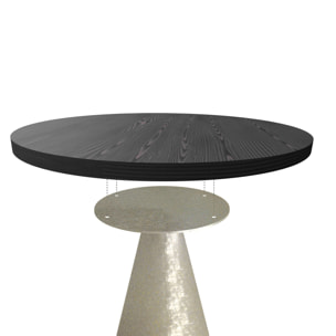 Artù Brass - Tavolo da pranzo rotondo Ø 120 cm in legno laminato con base a cono in metallo, top nero