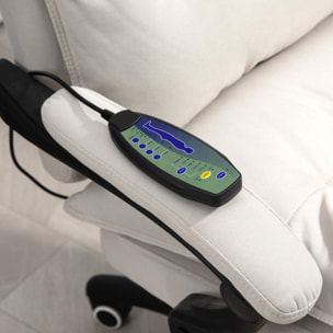 Vinsetto Silla de Oficina Ejecutiva con Masaje, Silla de Escritorio Ergonómica con Altura Ajustable, Respaldo Reclinable, Reposapiés, Mando con Cable, Giratoria 360°, Crema