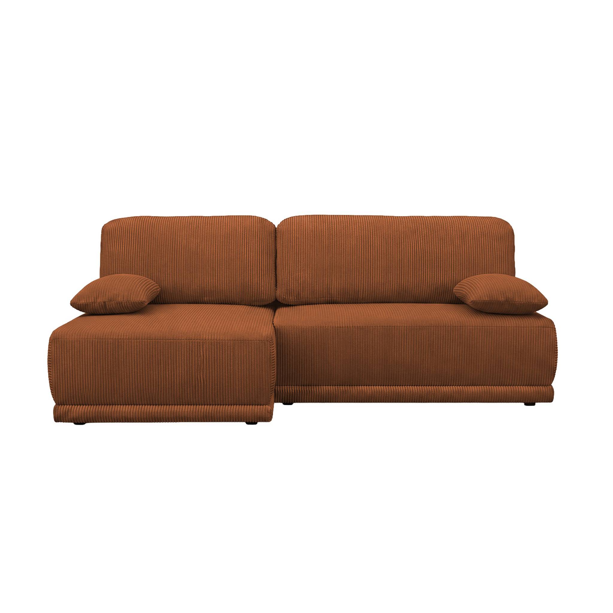 Banquette canapé d'angle gauche convertible 3 places velours côtelé avec coffre NELSON