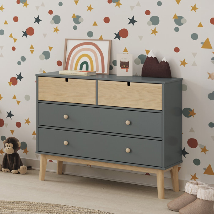 Commode enfant 4 tiroirs en bois - LUCY