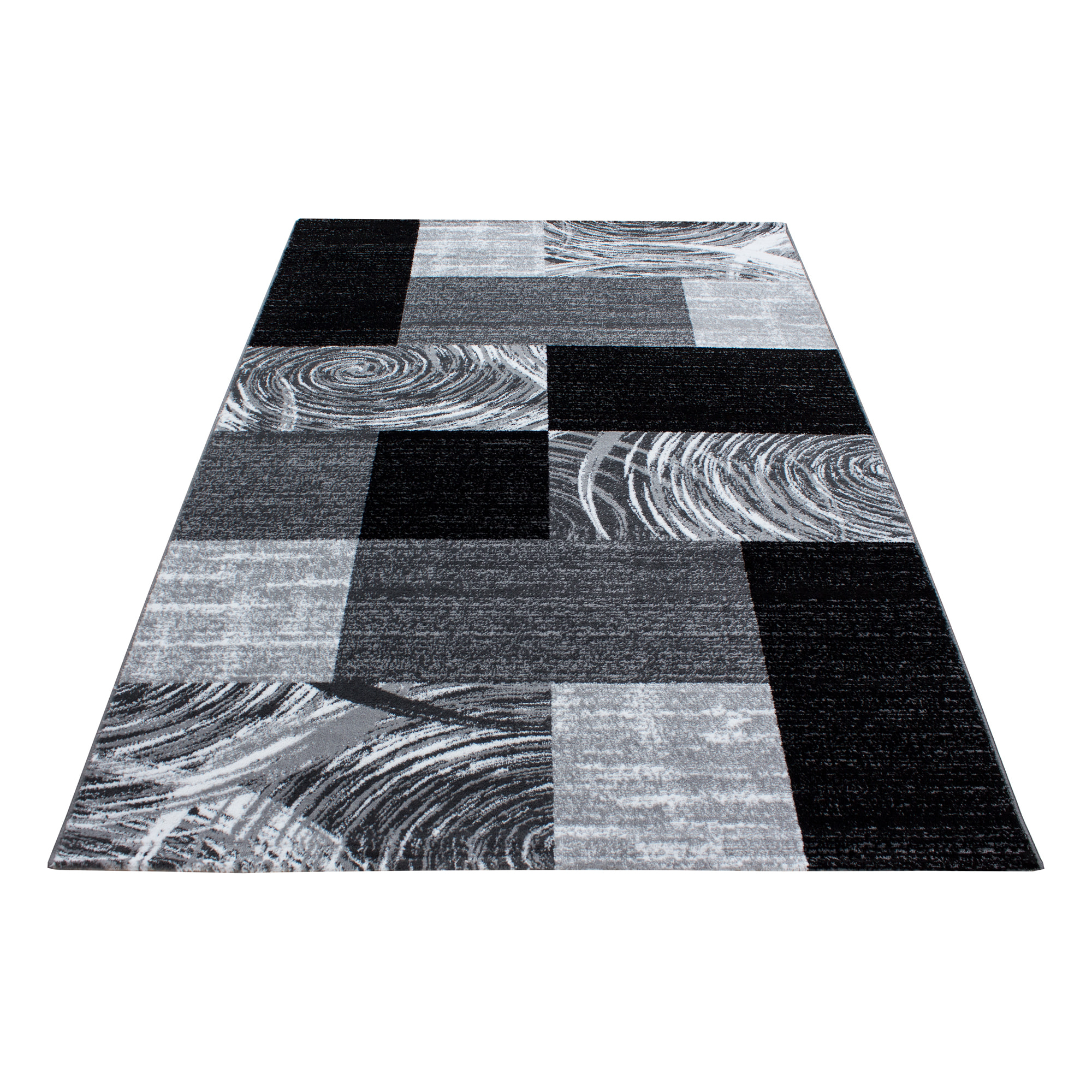 PARMA - Tapis à poils ras à motif géométrique noir - PAR9220NOI