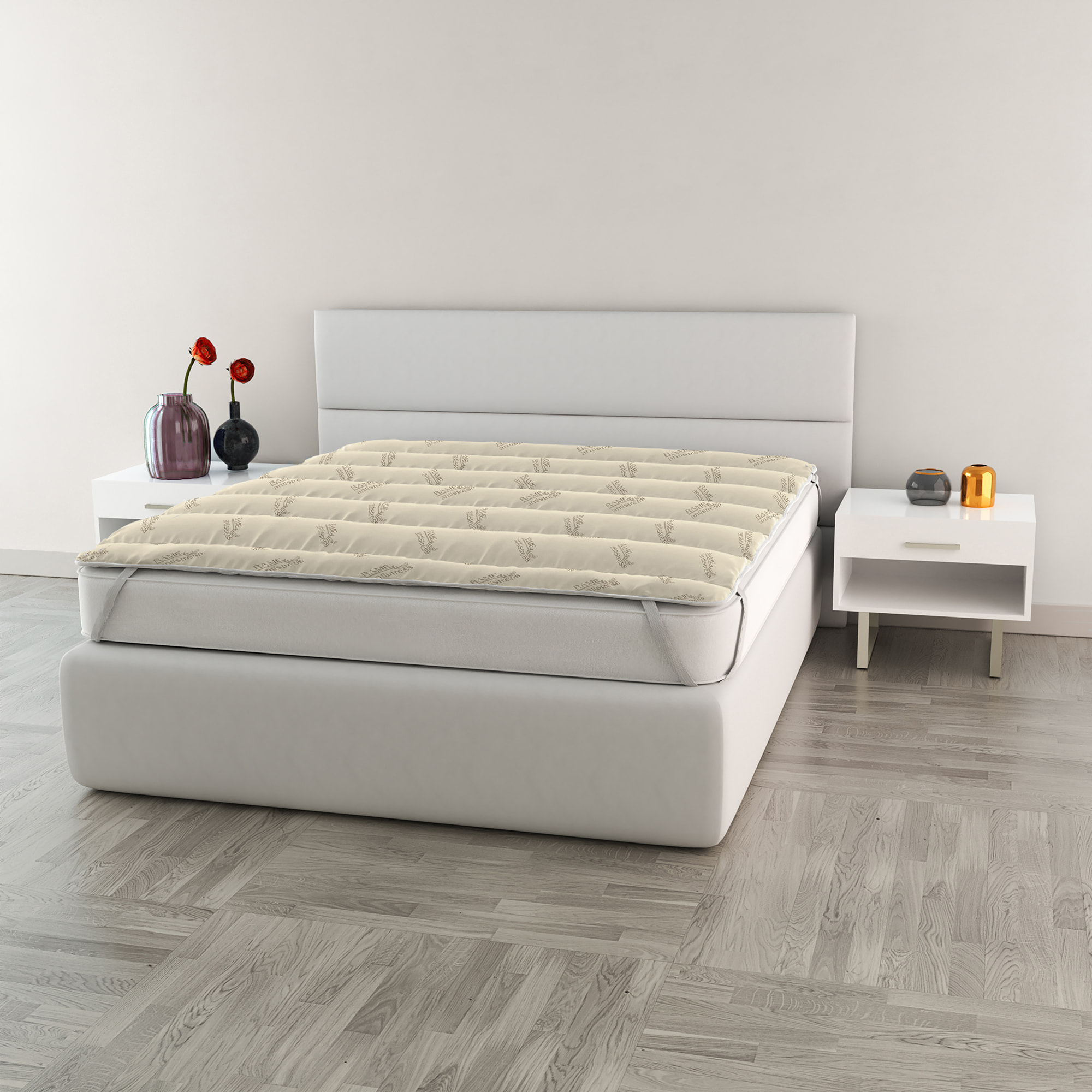 TOPPER TRAPUNTATO RAME CON ELASTICI - Made in Italy