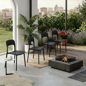 Set 4 Sedie Da Giardino In Polipropilene Impilabili Leggere E Resistenti Ideali Per Esterni Terrazze Giardini Bar Dehors Ristoranti Nero