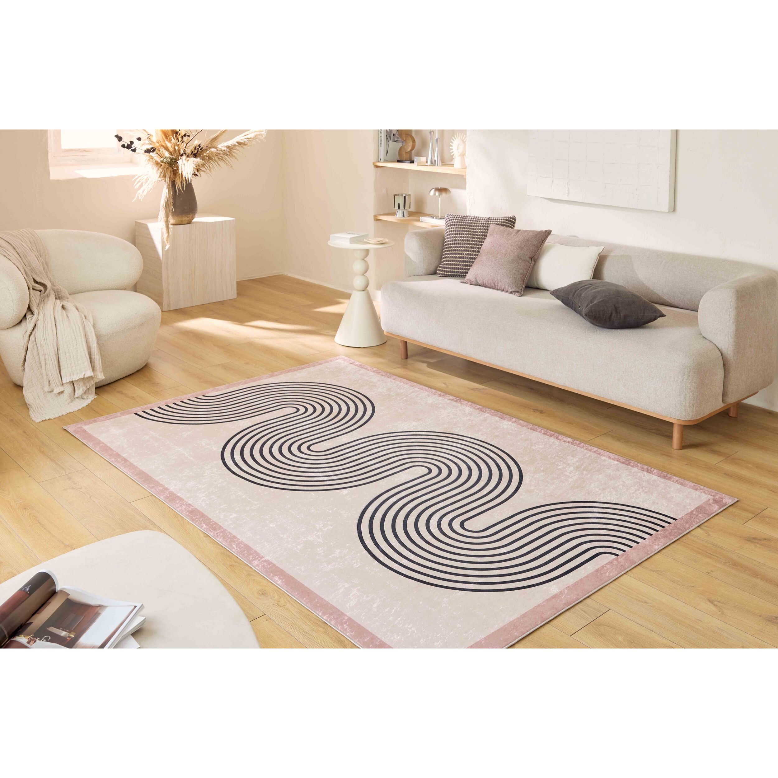 GREGE - Tapis lavable motif vague - Beige