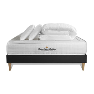 Ensemble 2p - Matelas Mémoire de forme - 24cm - Confort : Ferme - ferme - Balmoral - Matelas Hôtelier - Noir