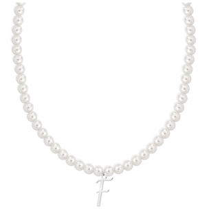 Collana Fujiko con Pendente Lettera F Perle Argento