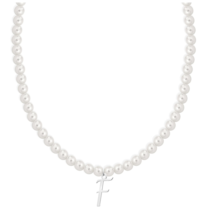 Collana Fujiko con Pendente Lettera F Perle Argento