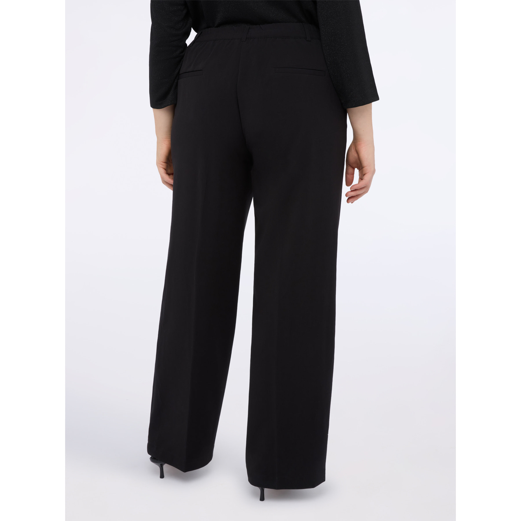 Fiorella Rubino - Pantaloni Wide Leg con inserto decorativo - Nero