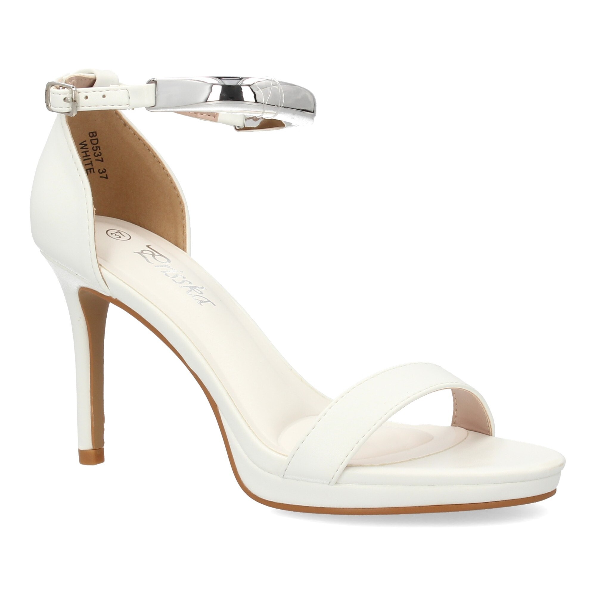 Sandalia tacón elegante fiesta cierre de hebilla.