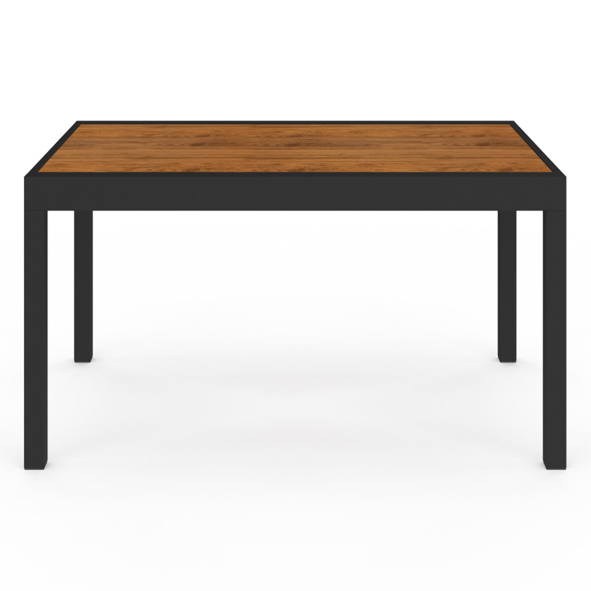 Ensemble repas extensible Timbia 12 places noir et verre trempé effet bois