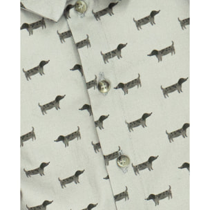 CAMISA CUELLO PICO PERRITOS GRIS