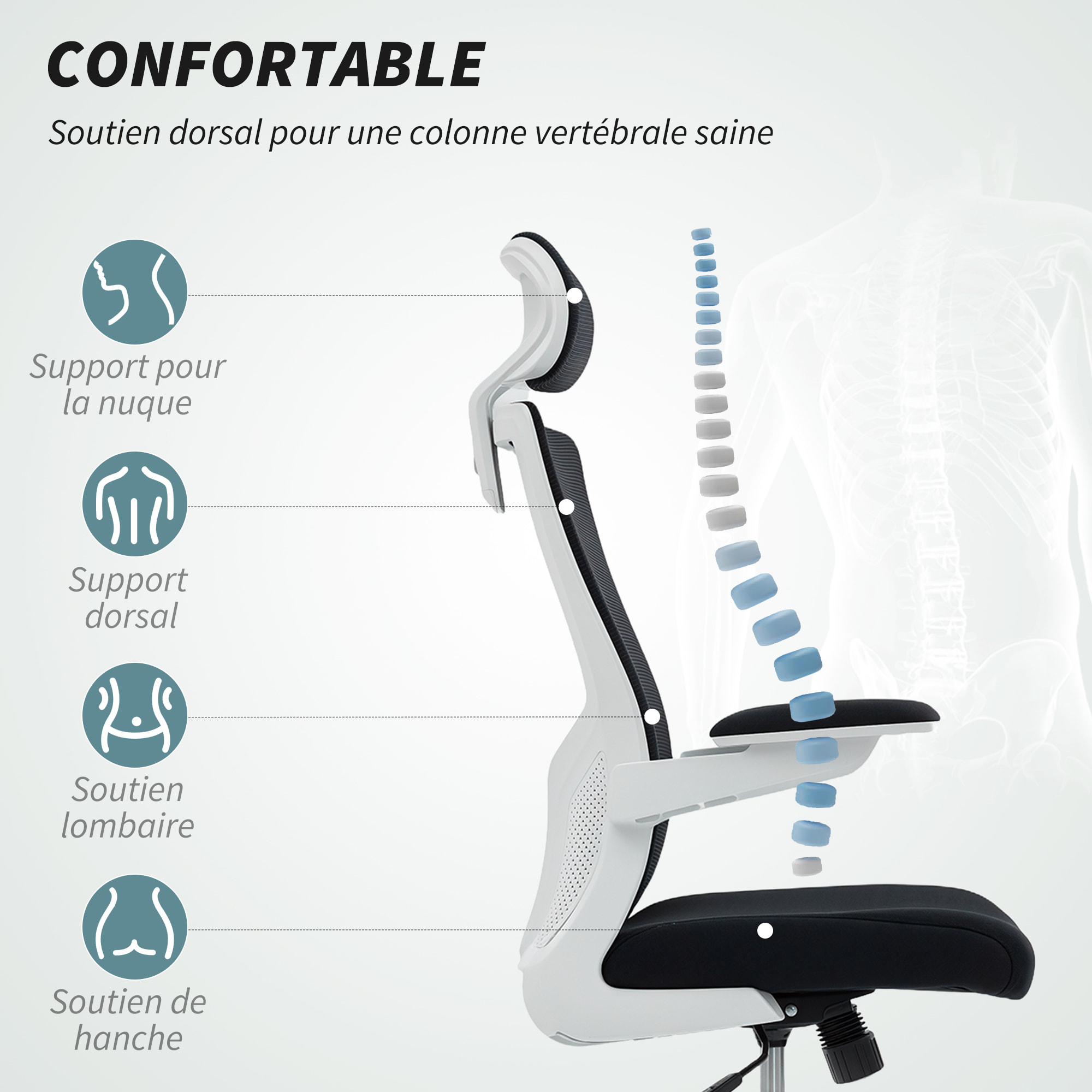 Chaise de bureau manager ergonomique réglable accousoirs relevables noir