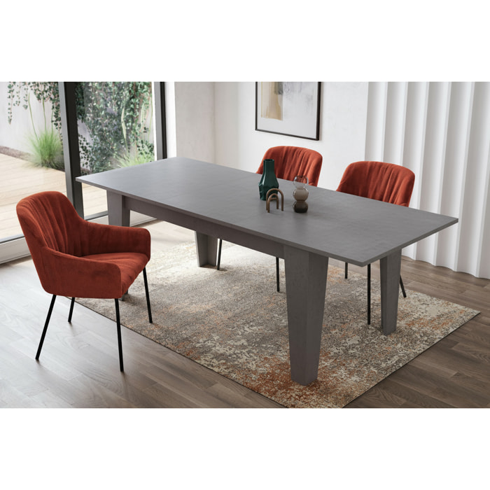 Tavolo da Pranzo Allungabile Da 160 A 220 Cm Gambe a Spillo Design Moderno 10 Posti Melaminico Estensibile Guide In Metallo Salotto Soggiorno Grigio