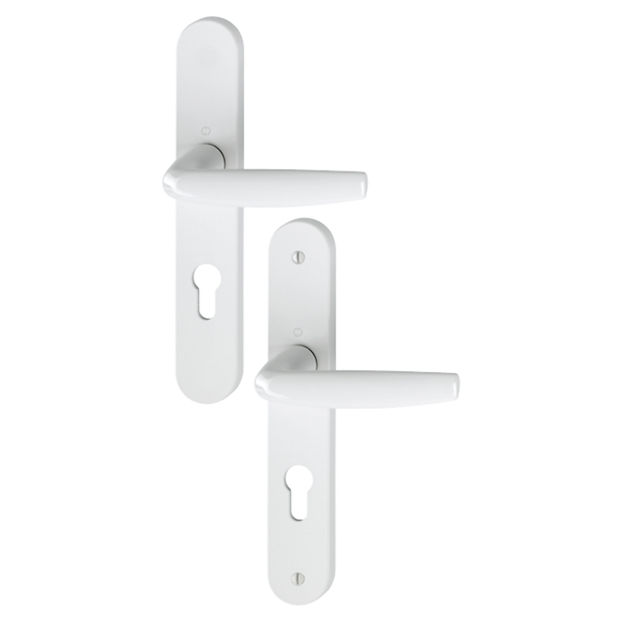 Ensemble de porte plaque large Atlanta 1530/300M blanc 9016 - HOPPE - Clé i - entr.70 épais.68/77 - 2834703