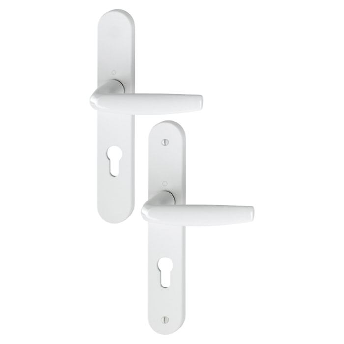 Ensemble de porte plaque large Atlanta 1530/300M blanc 9016 - HOPPE - Clé i - entr.70 épais.68/77 - 2834703
