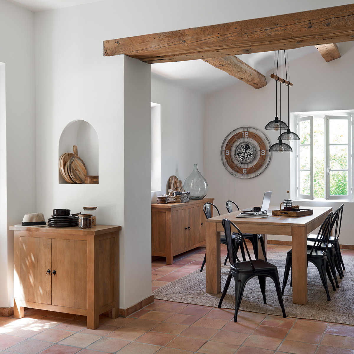 Horloge "Lana" - métal & bois D90 cm