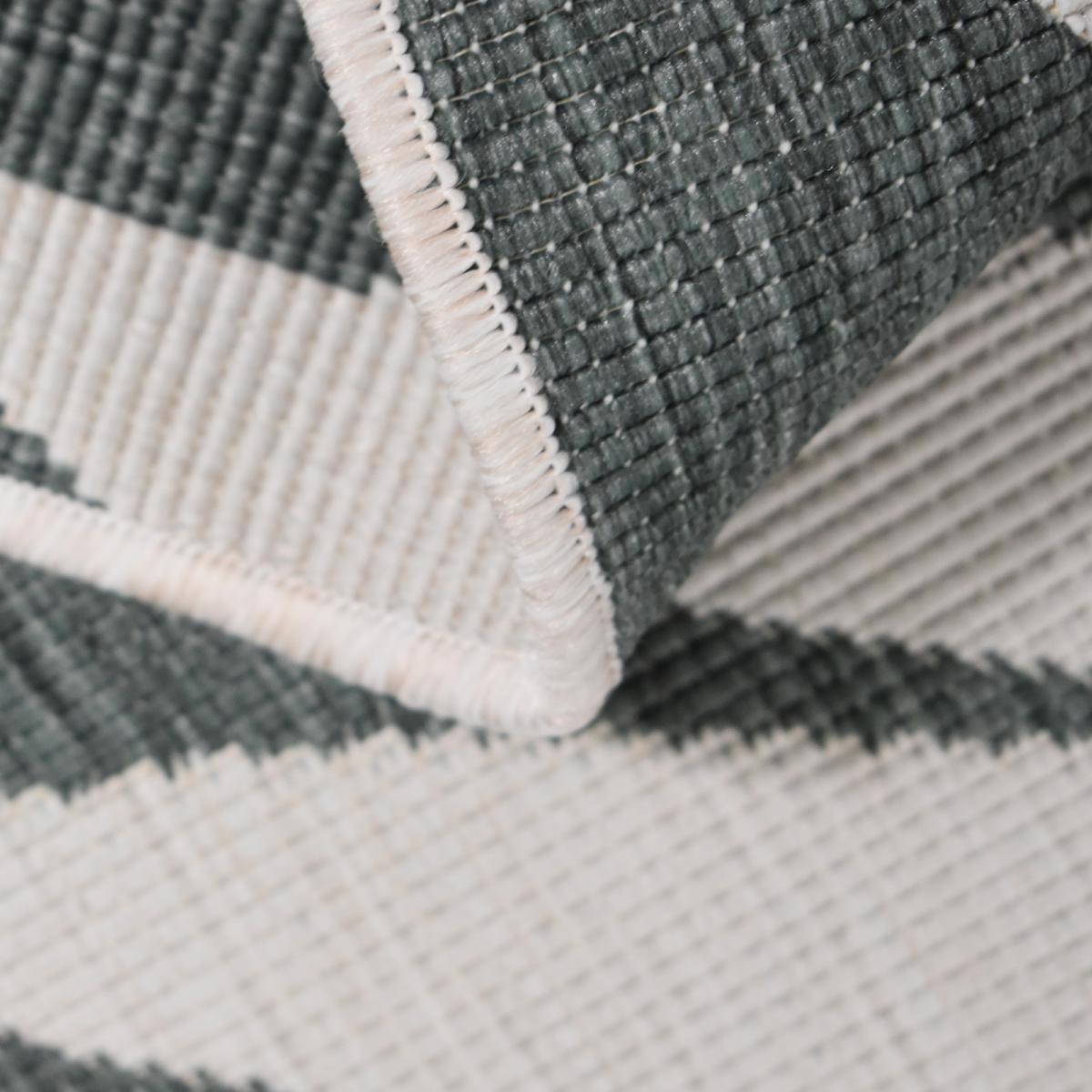 Tapis d'extérieur reversible Kunu motif floral vert et blanc