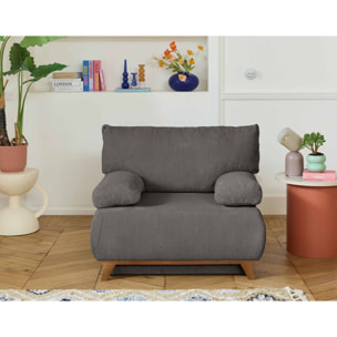 Cristal - fauteuil - convertible avec coffre - en velours texturé - Gris foncé