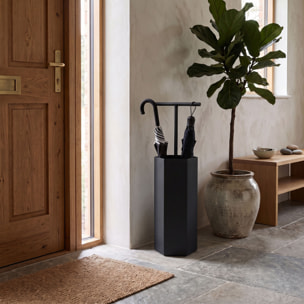 Ohm - Portaombrelli di Design 25x72x22 cm con Feritoia di Svuotamento acqua in Metallo Nero