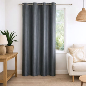 Rideau 100% occultant  - Effet chiné - Gris anthracite