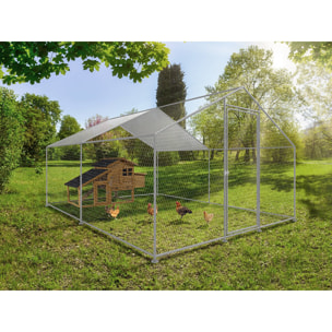 Enclos à poules 12 m² parc grillagé 4 x 3 x 2 M acier galvanisé