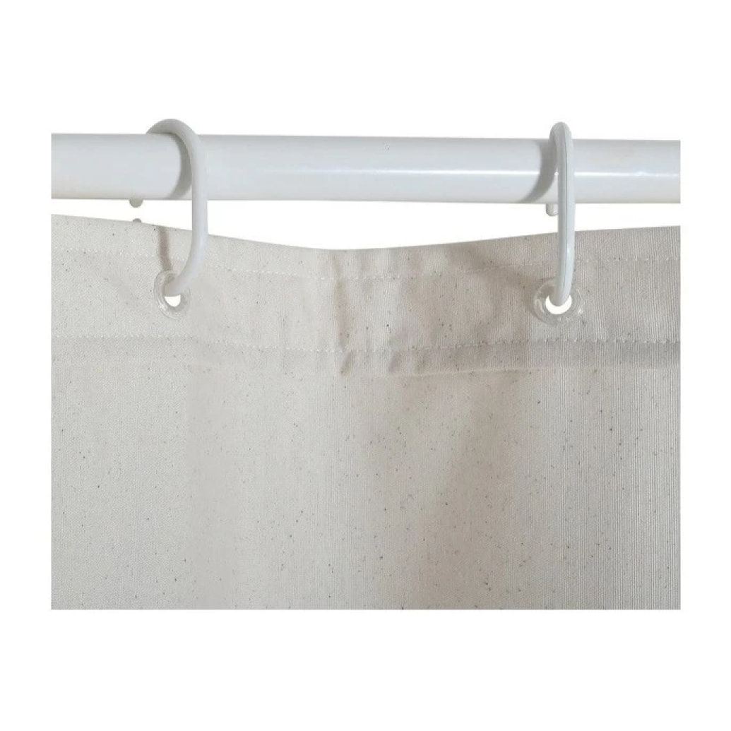 Rideau de douche Coton & Polyester CORDELE 180x200cm QUALITE PREMIUM Beige - Anneaux inclus MSV