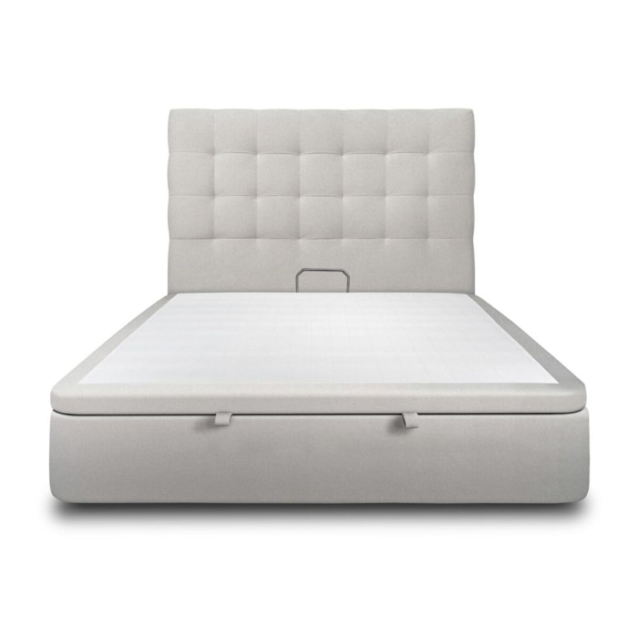 Lit avec sommier et tête de lit capitonnée - Velours au style chic - Adapté à tous les matelas, montage rapide - Finition élégante