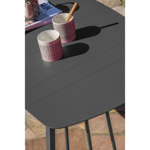 APOLLINE - Salon de jardin 4 places en aluminium gris anthracite