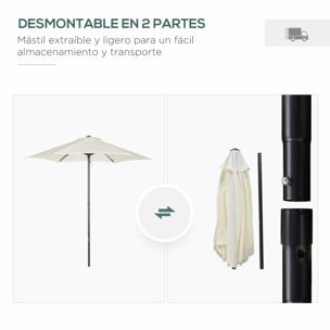 Outsunny Sombrilla Jardín Ø2x2 m Parasol de Aluminio con Poste Desmontable Beige