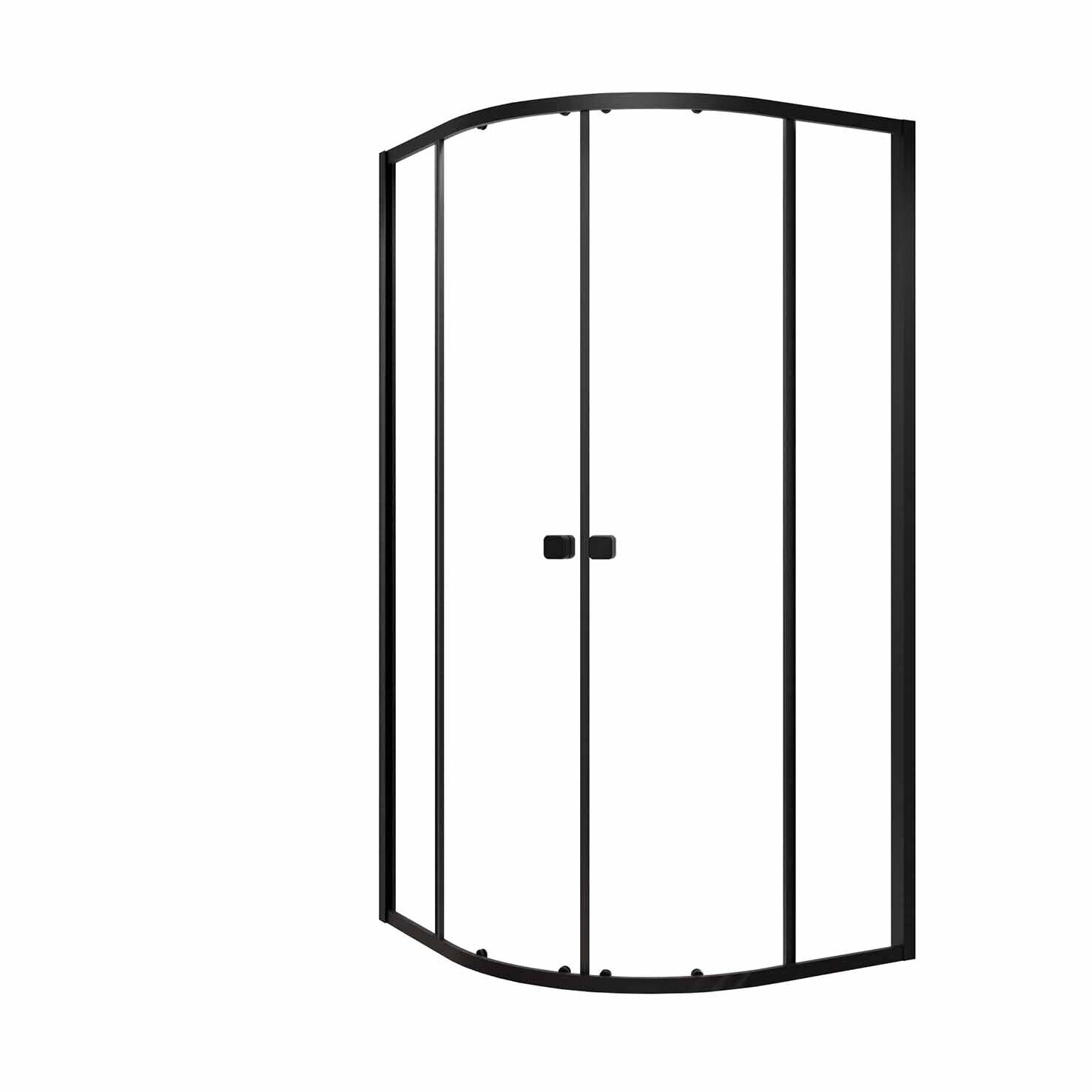 Ensemble portes de douche coulissantes quart de cercle Noir 90x90x185cm - BLACK SLIDE 90