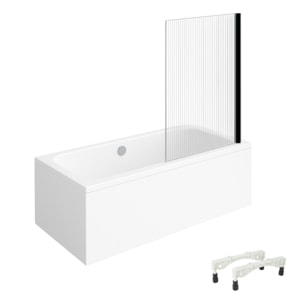 Baignoire droite VILLEROY & BOCH Architectura avec pieds acrylique 190 x 90 cm  + Pare bain droite AURYS Raywall Noir mat