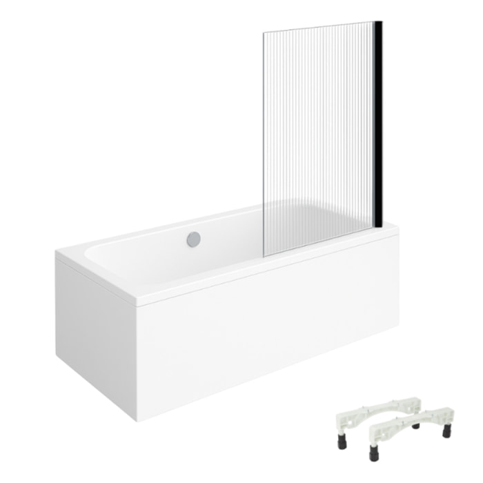 Baignoire droite VILLEROY & BOCH Architectura avec pieds acrylique 190 x 90 cm  + Pare bain droite AURYS Raywall Noir mat