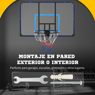 Canasta de Baloncesto de Pared Tablero de Baloncesto Aro de Baloncesto para Exterior 113x61x73 cm Azul y Negro