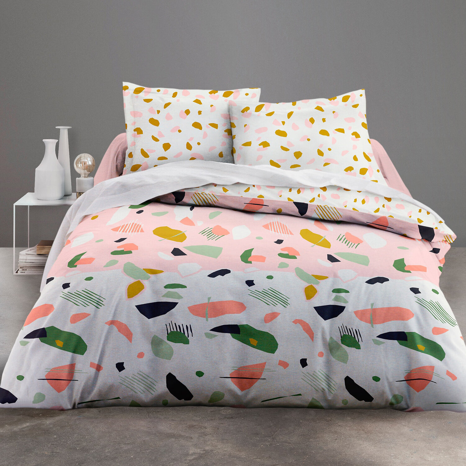 Parure housse de couette 3pcs 100% coton 57fils marbree