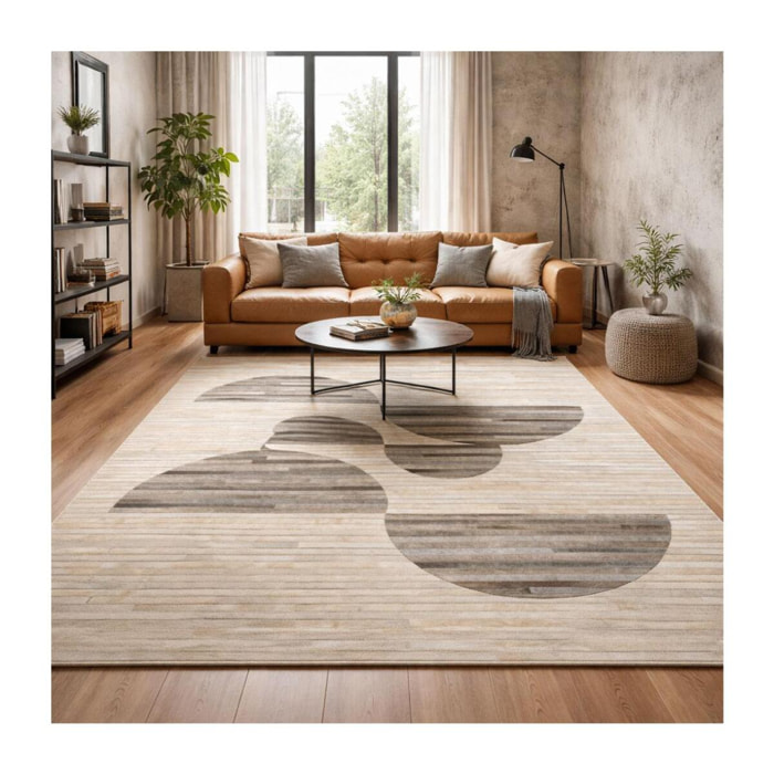 Tapis en cuir assemblé et cousu à la main JIHI