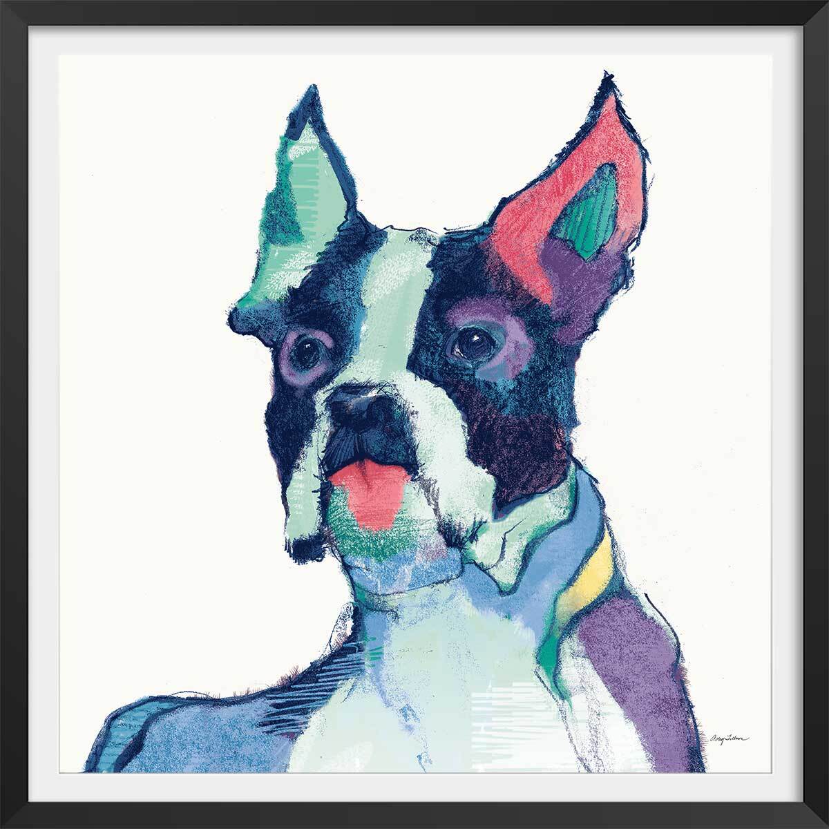 Affiche Ulysses Bouledogue français Affiche + cadre en bois - Noir