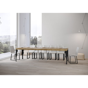 Consola extensible 90x40/300 cm Paxon Premium Roble Natural estructura Antracita