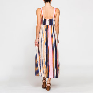 ABITO MIDI A STILE IMPERO IN LINO COTONE