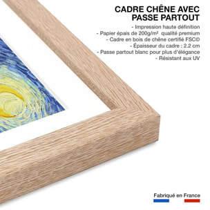 Poster La nuit étoilée - Vincent Van Gogh Affiche + cadre en bois - Chêne