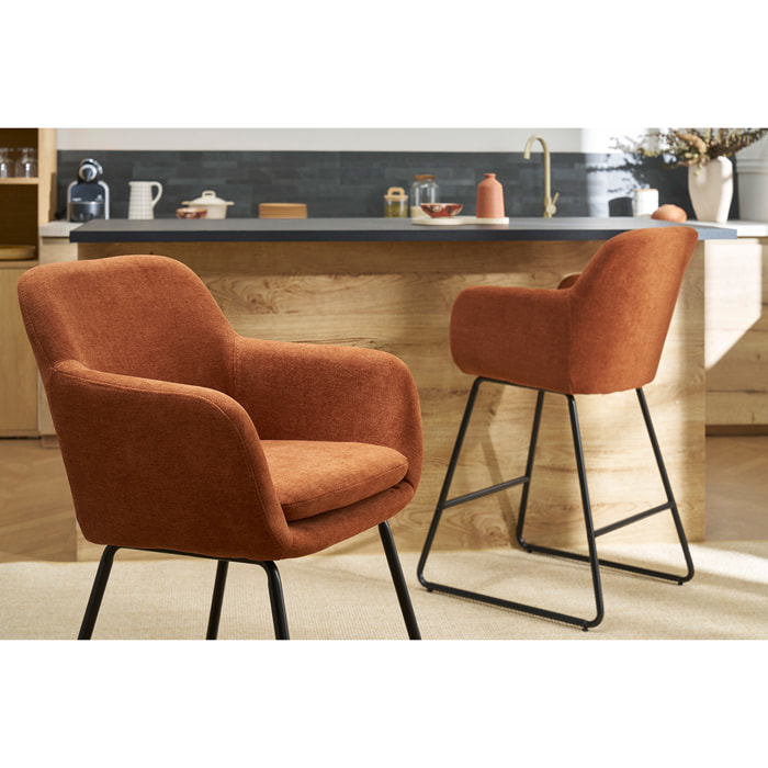 Tabourets de bar en tissu effet velours terre brûlée H65 cm (lot de 2) AMIKA