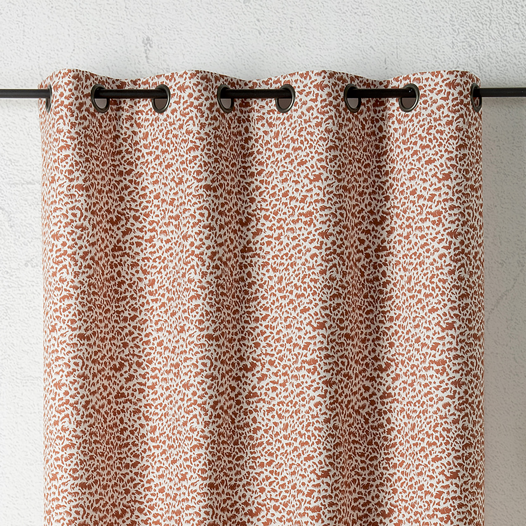 Rideau jacquard abstrait texturé à oeillets - Orange Foncé