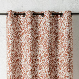 Rideau jacquard abstrait texturé à oeillets - Orange Foncé