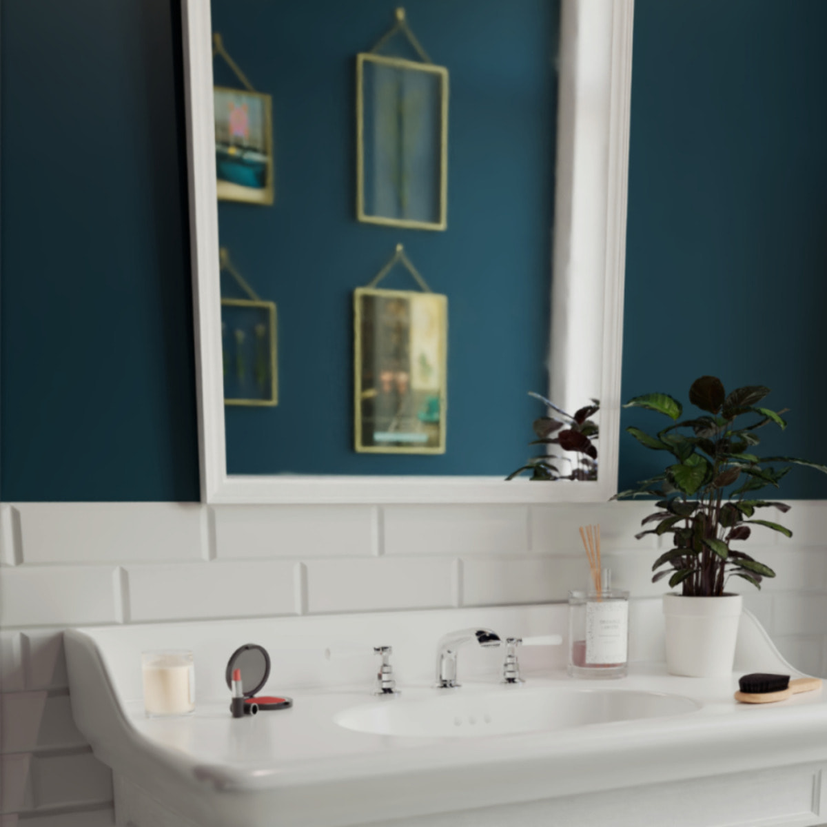 Pack meuble vasque 3 trous Cléo 1889 blanc velours + colonne gauche + miroir + mélangeur poignés chrome