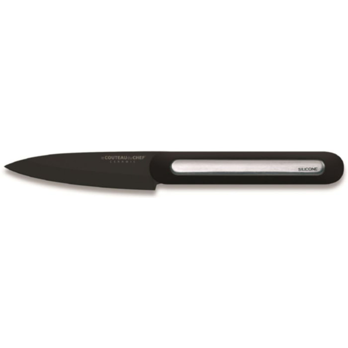 Couteau Office LE COUTEAU DU CHEF silicone manche - lame noir Blister Pegb
